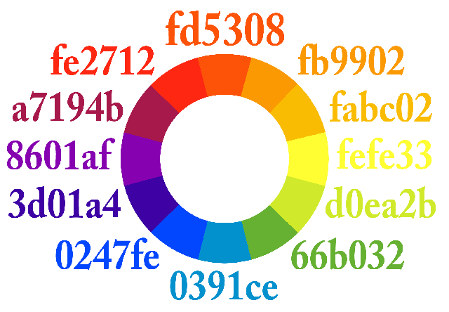 Color Wheel with Hexadecimal Values