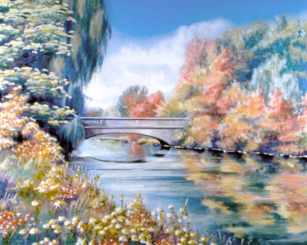 Black Creek Bridge Airbrush, Gouache & Watercolor