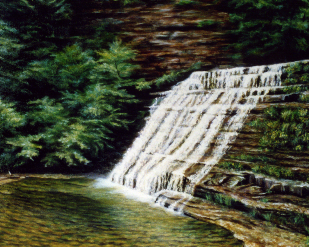 Oil Painting of a Waterfall