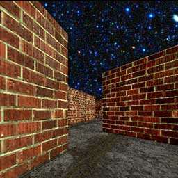 Maze with High Brick Walls, Stars Above