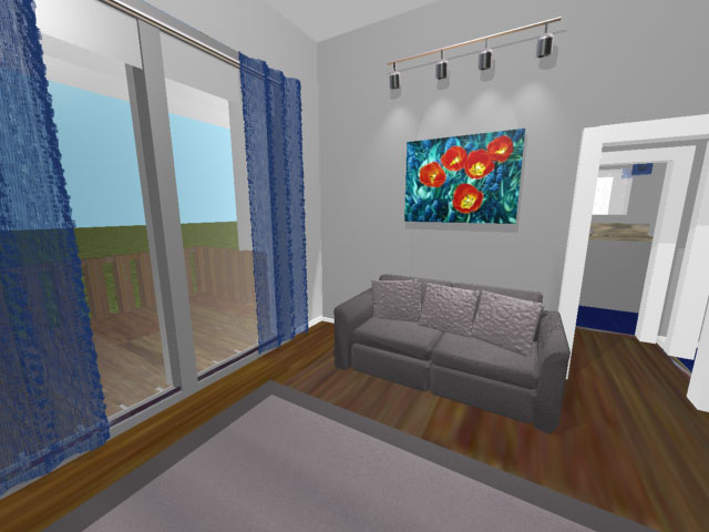 Blue Vase and Curtains in Living Room