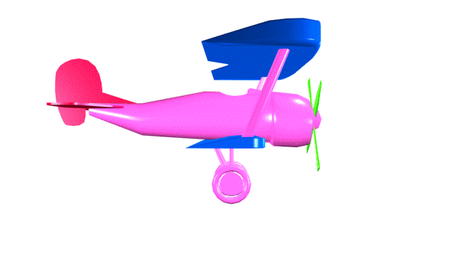 Rotating plastic biplane