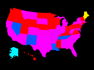 USA Map with Colored States