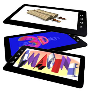 3D Android Tablet with Different Screens