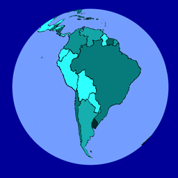 Map with South America